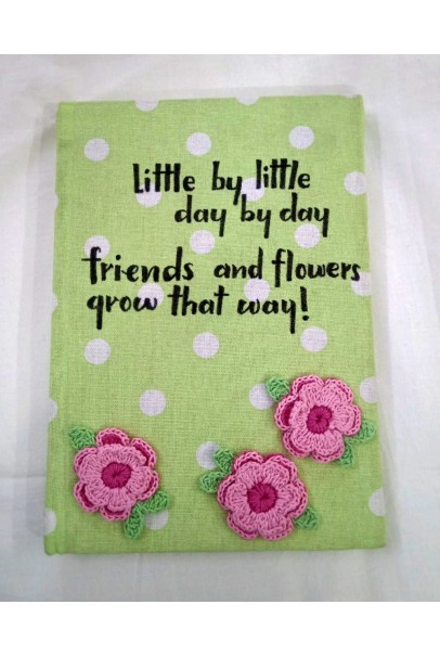 Diary with Crochet Embellished Pink Flowers